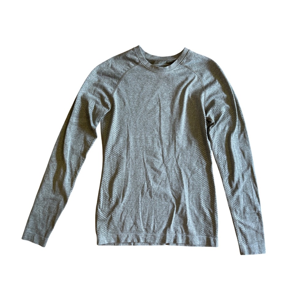 FIGS Salta Seamless Long Sleeve Top Grey Heather Small W22KW1010 Base Layer